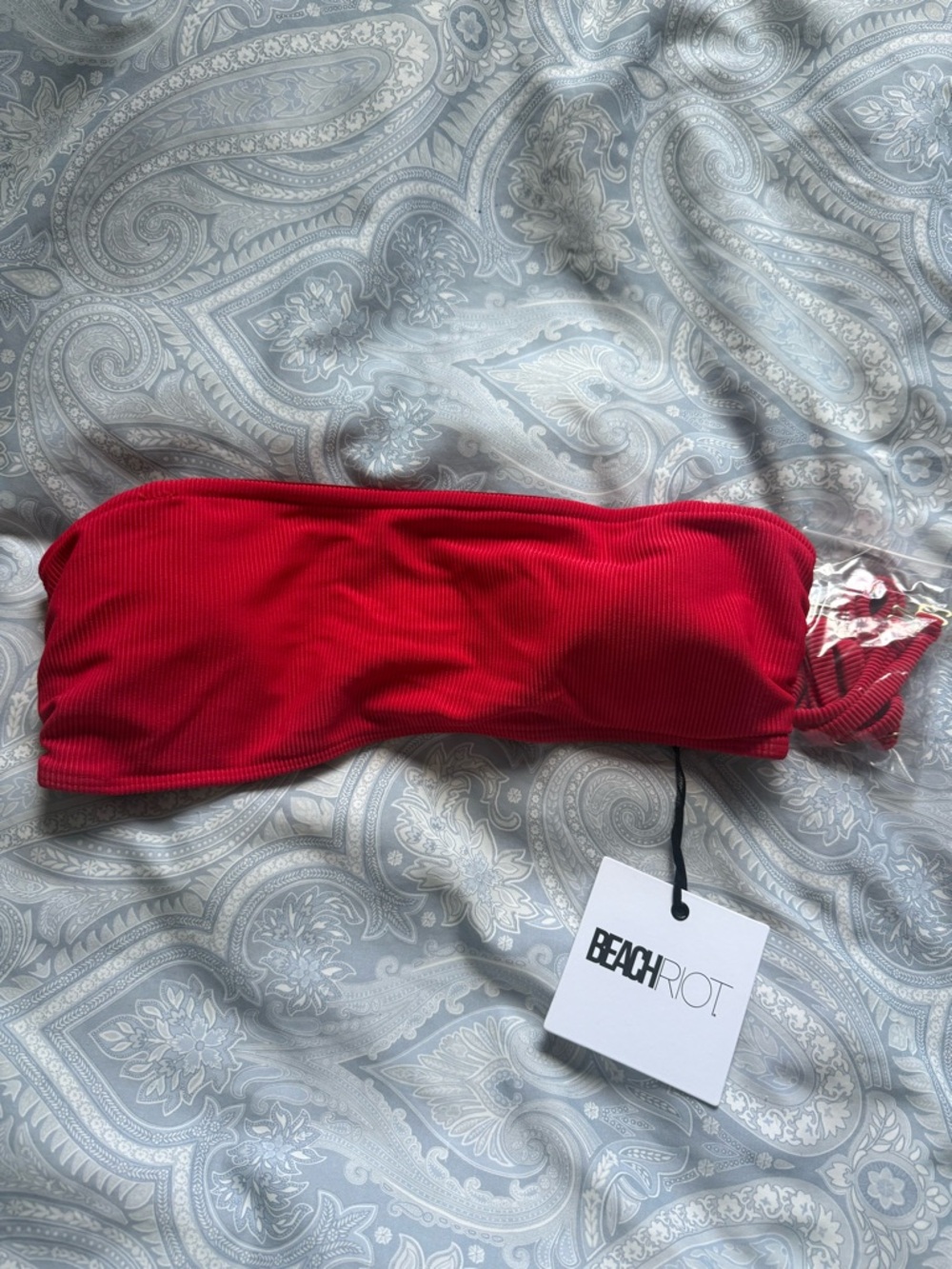 Beach Riot Red Ribbed Bandeau Bikini Set - Picture 6 of 9